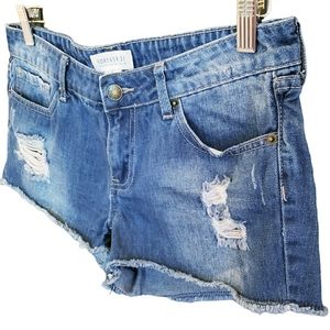Forever 21 Raw Edge, Distressed Low Rise Denim Shorts sz 29